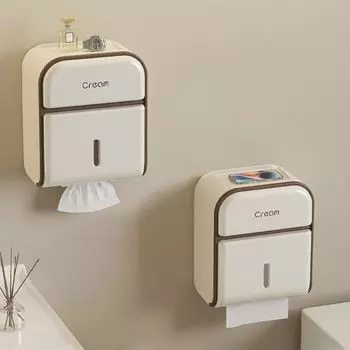 Многоцелевой настенный ящик для салфеток, не требующий сверления, контейнер для салфеток для ванной комнаты бежевый