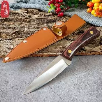 Многоцелевой нож из нержавеющей стали с кожаной ручкой в ножнах, нож для баранины, мясо на гриле и небольшой уличный нож для нарезки фруктов style2
