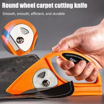 Многоцелевой нож с вращающимся лезвием 45 мм — большая ручка, прочное основание для резки ковров, линолеума, ткани и бумаги со сменным лезвием оранжевый