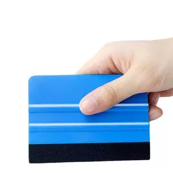 Многоцелевой пластиковый скребок: Пленка, реклама, вода, шов, стена, защита от царапин New 10x7cm No Fleece Blue 0.15