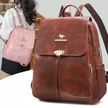 Многоцелевой рюкзак в стиле ретро для женщин, большой емкости, однотонный дорожный рюкзак коричневый