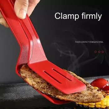 Многоцелевые кухонные щипцы, удобный пищевой зажим для барбекю, поворотный токарный станок для рыбы красный