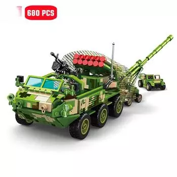 Многоцелевые модели транспортных средств Сборка строительных блоков Наборы Военная серия Машины Конструктор Игрушки для мальчиков Рождественские подарки
