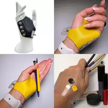 Многоцелевые профессиональные перчатки для визажистов Функциональный дизайн Палитра цветов для макияжа жёлтый