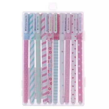 Многоцветная акварельная ручка, черная гелевая ручка, милые модные канцелярские принадлежности для студентов, 10 шт./компл. чёрный