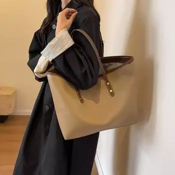 Многоцветная большая сумка большой емкости, женская сумка из искусственной кожи чёрный