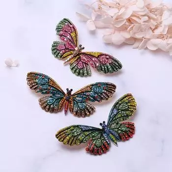 Многоцветная брошь-бабочка со стразами Pav Crystal, модная брошь-бабочка ручной работы со стразами, элегантные аксессуары