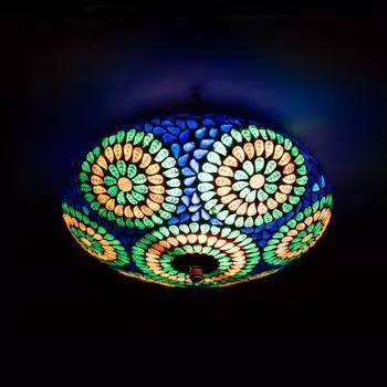 Многоцветная декоративная потолочная лампа из мозаичного стекла ручной работы для домашнего декора