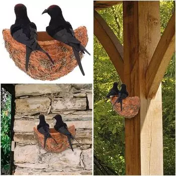 Многоцветная имитация ласточкиного гнезда из пенопласта, искусственные перья, ласточка, искусственная фигурка птицы, универсальная