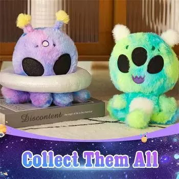 Многоцветная мультяшная плюшевая игрушка-пришелец и кукла-подушка в виде НЛО One Size зелёный