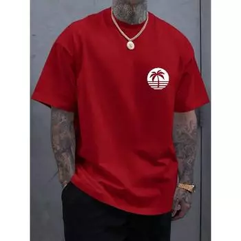 Многоцветная мужская футболка с принтом кокосовой пальмы, крутая футболка, летний топ большого размера с круглым вырезом и короткими рукавами для мужчин S