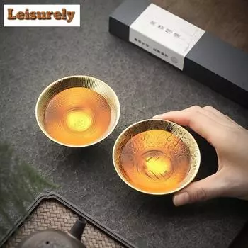 Многоцветная позолоченная чайная чашка керамическая чайная чашка в китайском стиле ретро ручная работа золотая чайная чашка винтажный чайный сервиз домашняя чайная чаша мастер-чашка