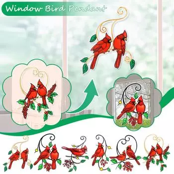 Многоцветная птица на ветке, высококачественное украшение для витража, серия «Птица» красный