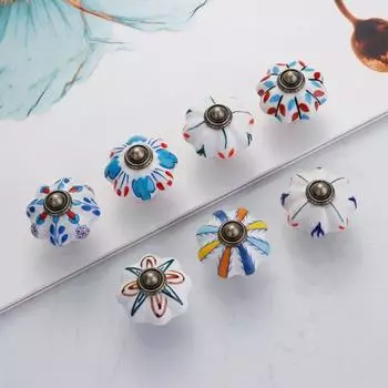 Многоцветная ручка из тыквы, керамика и сплавы, мебельная ручка, винтажная дверная ручка, тумба для обуви style 16