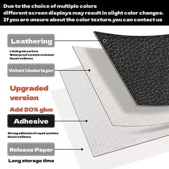 Многоцветная самоклеящаяся кожаная лента-заплатка для дивана, салона автомобиля, сидений, стульев, столов, кожаная наклейка для ремонта, нашивка из кожи 20x28cm чёрный