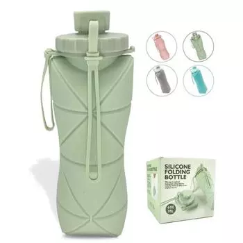 Многоцветная силиконовая алмазная чашка для воды, уличный спортивный чайник для кемпинга, студенческий портативный бутыль Que, устойчивая к высоким температурам, пищевой класс 600ml