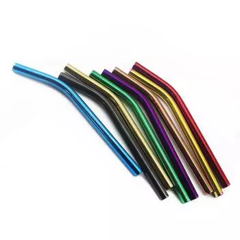 Многоцветная соломинка для питья, экологически чистые соломинки для напитков из нержавеющей стали с щеткой для чистки серебряный