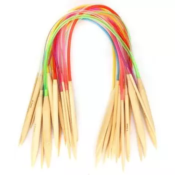 Многоцветная трубчатая отбеленная двухконечная бамбуковая кольцевая спица для вязания свитера (40см15.7дюймов)
