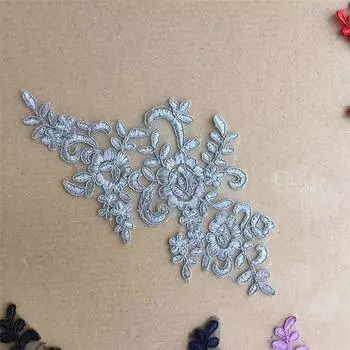 Многоцветная вуаль, аксессуары, кружевное свадебное платье с цветочным узором, головной убор, кружевная одежда, аппликация 22.5cm*10cm красный