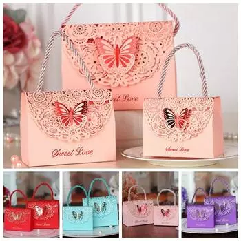 Многоцветная вырезанная бабочка коробка конфет бумажная коробка свадебный подарок упаковочная коробка подарок на день рождения S фиолетовый