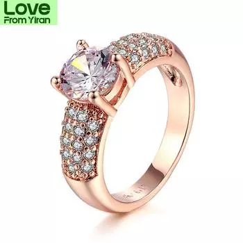 Многоцветное дополнительное обручальное кольцо для женщин Aaa + кубический цирконий розовое белое золото цвета модные украшения на День святого Валентина R818 9