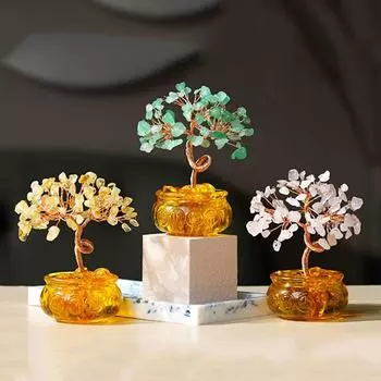 Многоцветное натуральное хрустальное дерево, креативное украшение из счастливого дерева, хрустальное декоративное дерево, домашний декор Style 1-Purple