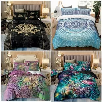 Многоцветное одеяло в стиле бохо с мандалой/Doona/пододеяльник, набор наволочек для кровати размера DQK Single 135x200cm
