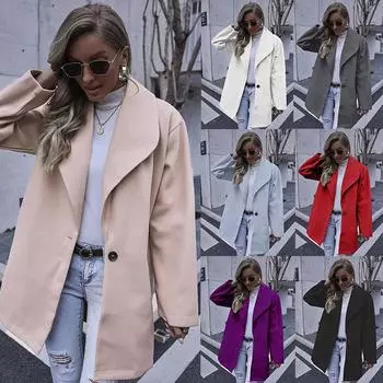 Многоцветное женское осенне-зимнее пальто, модное женское шерстяное пальто с капюшоном средней и длинной длины S белый