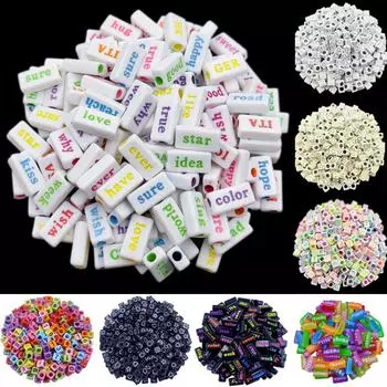 Многоцветные буквы и цифры в форме сердца, квадратные свободные бусины, сделанные своими руками, браслет, изготовление ожерелья 6mm 50Pcs