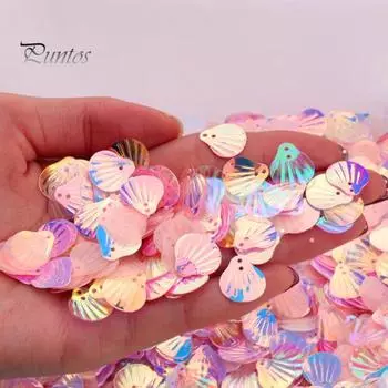 Многоцветные декоративные блестки в виде ракушек, портативные овальные голограммы, пайетки в виде русалки, блестки для повседневного использования чистый