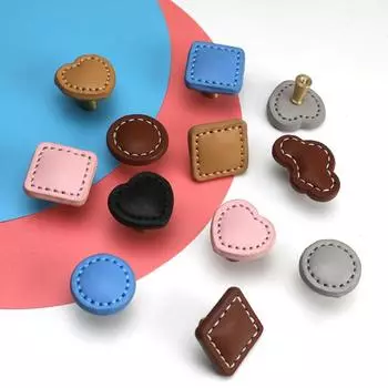 Многоцветные кожаные ручки для шкафов, ручки для ящиков с одним отверстием, дверная ручка для детской комнаты grey-round