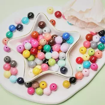 Многоцветные круглые бусины россыпью 50 шт., однотонные для самостоятельного изготовления ювелирных изделий, непрозрачные, 10 мм 10mm 50Pcs