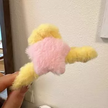 Многоцветные милые плюшевые заколки для волос в виде звезд для женщин, девочек, детей, сладкие пушистые заколки, большая заколка-акула, аксессуары для волос