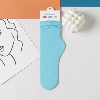 Многоцветные однотонные носки средней длины из ледяного шелка и бархата для женщин, летние мягкие тонкие носки с закатанным краем, японские повседневные длинные носки One Size
