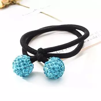 Многоцветные резинки для волос с шариками из страз, корейские резинки два-в-одном, эластичные, держатели для хвостика, резинки для волос, женские, детские аксессуары для волос Size fits all