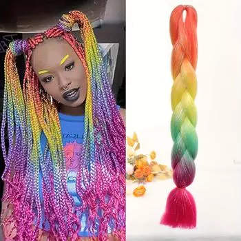 Многоцветные синтетические наращенные крючком волосы для женщин, 24 дюйма, прическа своими руками, полные и толстые косы с текстурой яки, идеально подходят для вечеринок