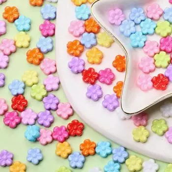 Многоцветные украшения в форме цветка, аксессуары, однотонные модные конфетные цвета, свободные бусины-разделители для самостоятельной сборки, 100 шт., 9 мм, акриловые аксессуары для фурнитуры 7