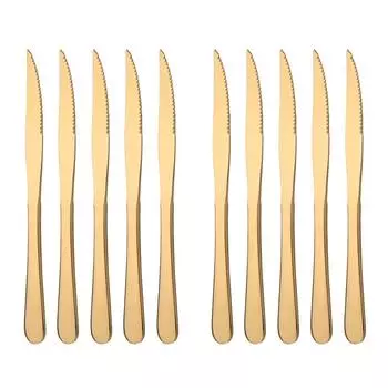 Многоцветный 10 шт./компл., острый нож для стейка из нержавеющей стали, столовые приборы, столовые ножи, набор столовых приборов, ножи для стейка, обеденный набор, столовое серебро Dinnre Knife серебряный