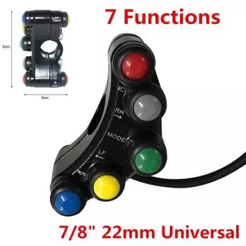 Многоцветный 7/8 22 мм мотоциклетный руль, крепление на фару, переключатель противотуманных фар