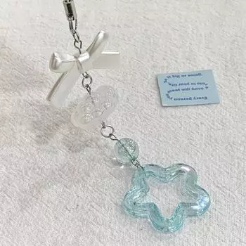 Многоцветный акриловый бант в виде звездных облаков с бусинами для мобильного телефона, подвеска на цепочку для ручки, сумки, рюкзака, брелок, подарок A2