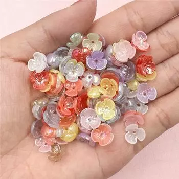 Многоцветный бисерный материал, разделительные бусины с отверстиями, акриловые подвески, 100 шт., 9,5 мм, цветные маленькие цветочные бусины, изготовление украшений своими руками, браслет, ожерелье 100pcs about9.5mm розовый