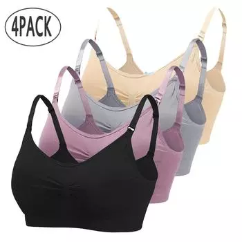 Многоцветный бюстгальтер, 4 шт., бюстгальтер для беременных, для кормления грудью и сна для женщин L разноцветный