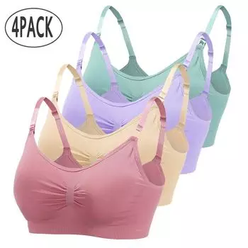 Многоцветный бюстгальтер, 4 шт., бюстгальтер для беременных, для кормления грудью и сна для женщин разноцветный