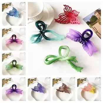 Многоцветный градиентный зажим-бабочка, большой зажим-акула, французский бант, коготь для волос, ежедневно style2