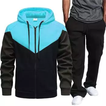 Многоцветный комплект из коллекции осень/зима 2024 года с капюшоном на молнии для мужчин, молодежная мода для отдыха и спорта M