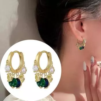 Многоцветный Кристалл Циркон Капли Воды Длинные Серьги для Женщин Элегантные Свадебные Серьги Подарок Бохо Красочные Женские Ювелирные Изделия