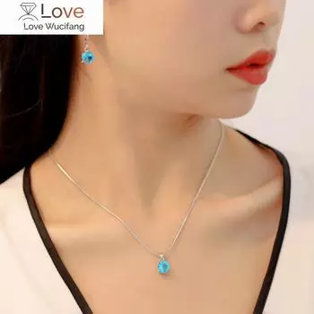 Многоцветный круглый циркон кулон красный синий розовый черный круг ожерелье серьги комплекты ювелирных изделий для женщин красный