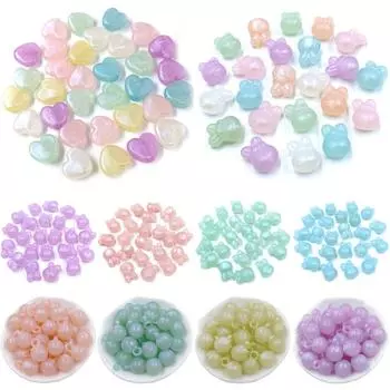 Многоцветный круглый кулон, подвески, материал, креативные ювелирные изделия «сделай сам», аксессуары ручной работы, модные плоские бусины в виде сердца любви, 10 шт., бантик, кролик, флуоресцентный Round Pendant белый