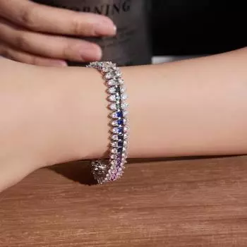 Многоцветный квадратный круглый циркониевый браслет с серебряным покрытием Пользовательские модные ювелирные браслеты разноцветный