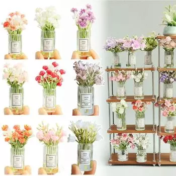 Многоцветный микро-жасминовый икебана 1/6 1/8 1/12 кукольный домик украшение подарок кукла цветочная yellow-lily